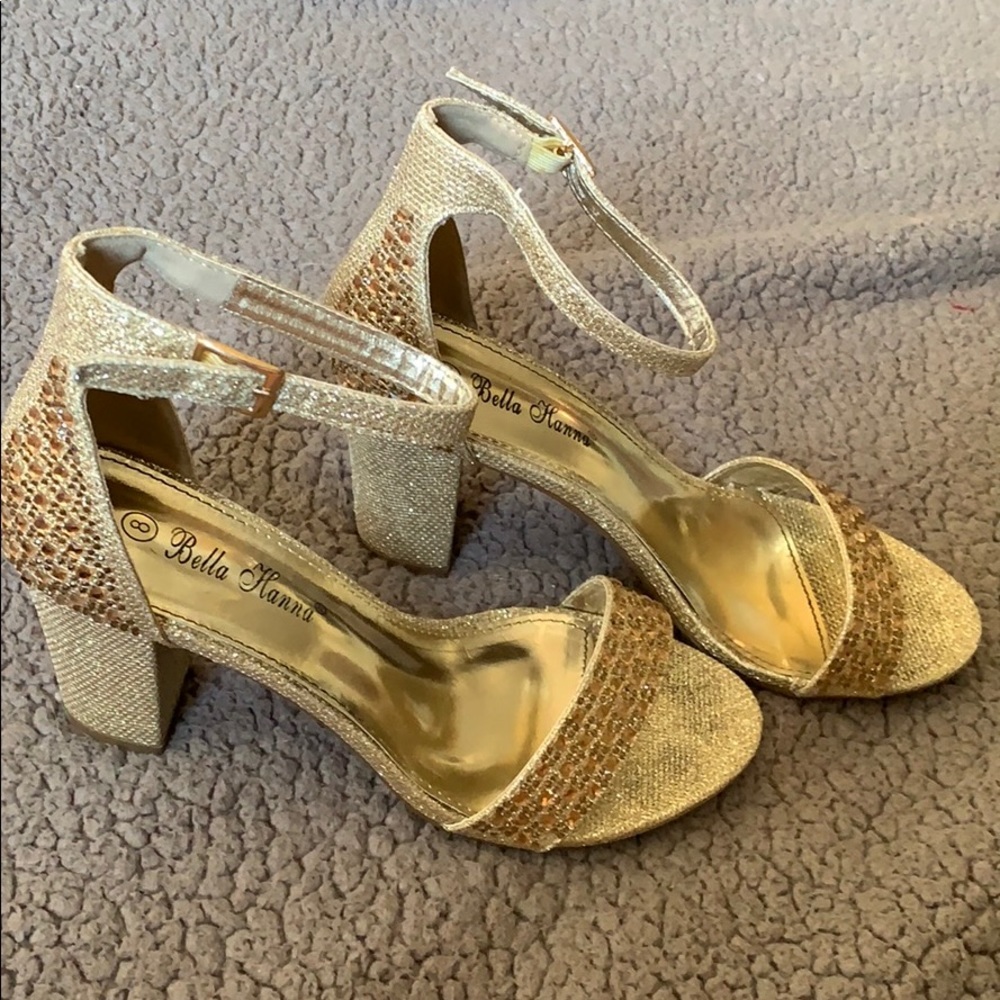 Gold sparkly heels